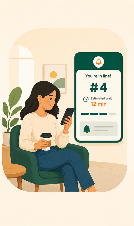 Customer following their live SpotWait status from a phone